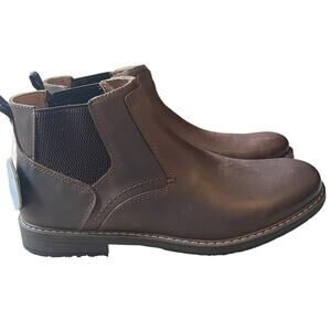 Nunn Bush FUSE Plain Toe Chelsea Brown Leather Boot Size 8 NEW